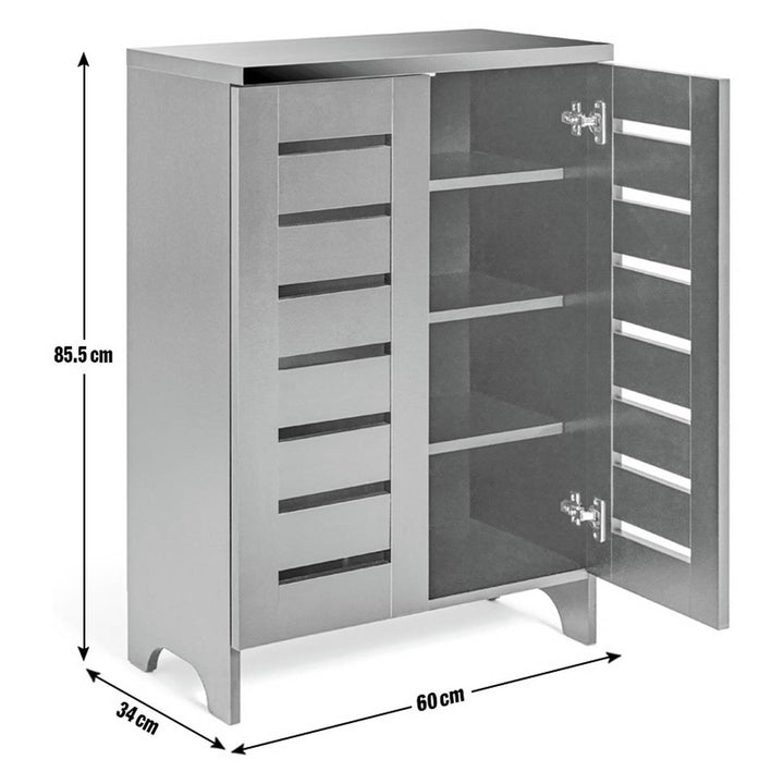 Home Slatted Shoe Cabinet - Black