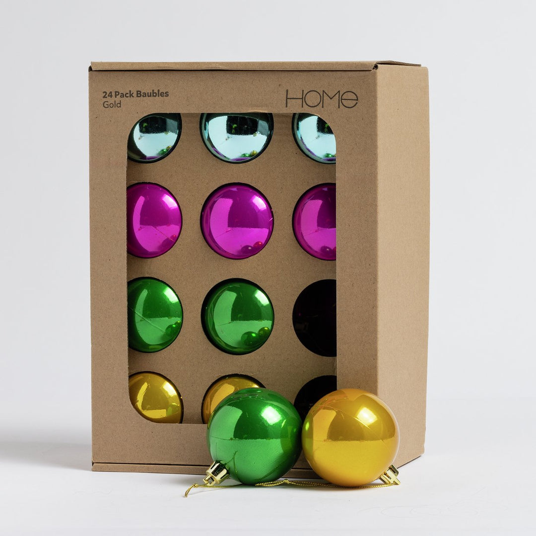 Habitat Pack of 24 Christmas Baubles Tree Decoration - Multicoloured