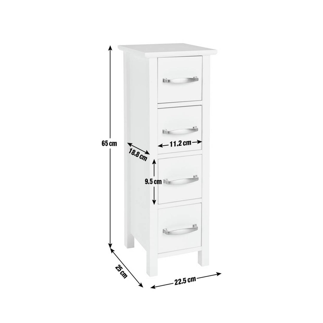 Home 4 Drawer Bathroom Drawer Unit - White