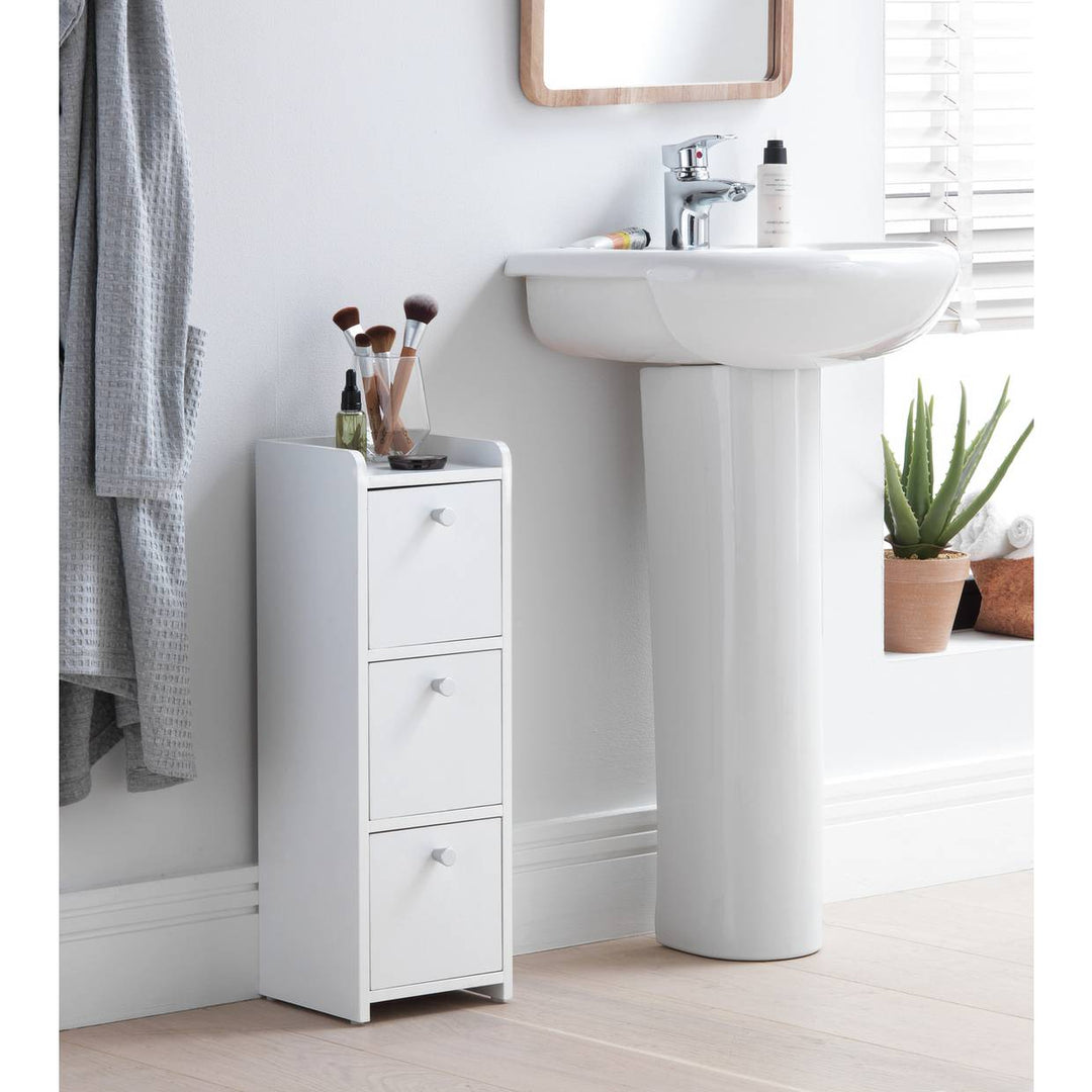 Home Slim Prime 3 Drawer Bathroom Drawer Unit - White