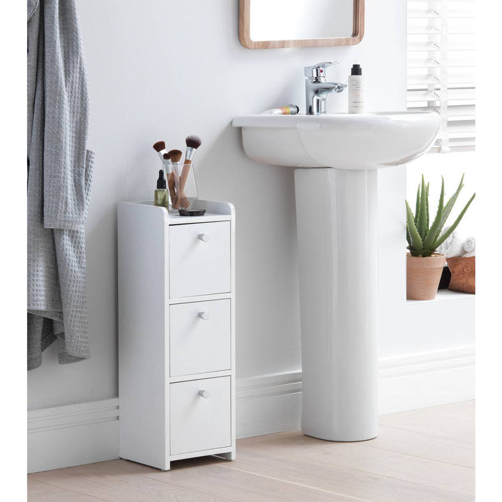 Home Slim Prime 3 Drawer Bathroom Drawer Unit - White