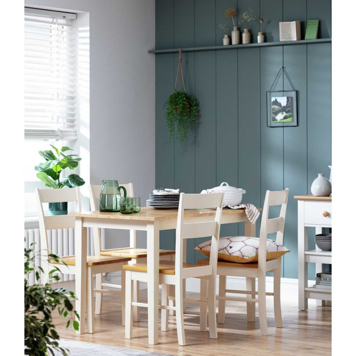 Chicago Pair of Solid Wood Dining Chair- Oak & Cream