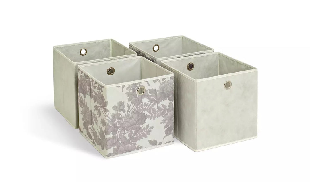 Habitat Set of 4 Squares Boxes - Grey & Floral
