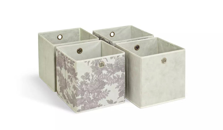 Habitat Set of 4 Squares Boxes - Grey & Floral