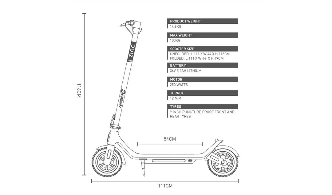 Zinc Formula E GZ1 Adult Folding Electric Scooter