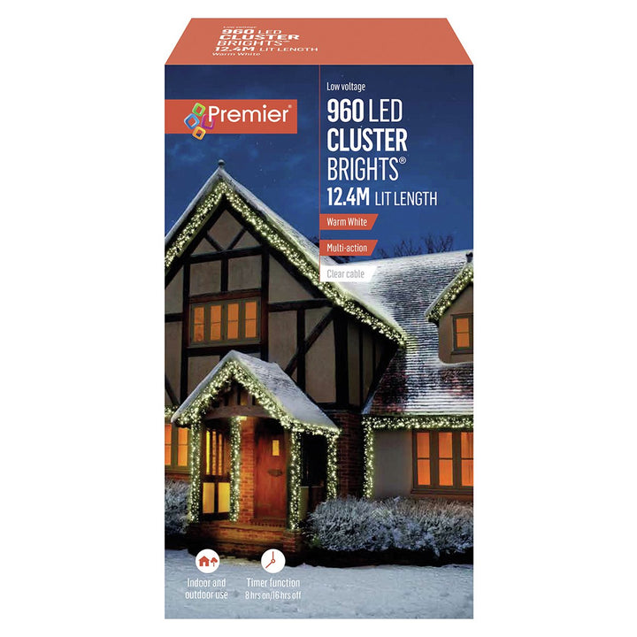 Premier Decorations 960 Warm White LED Christmas Lights