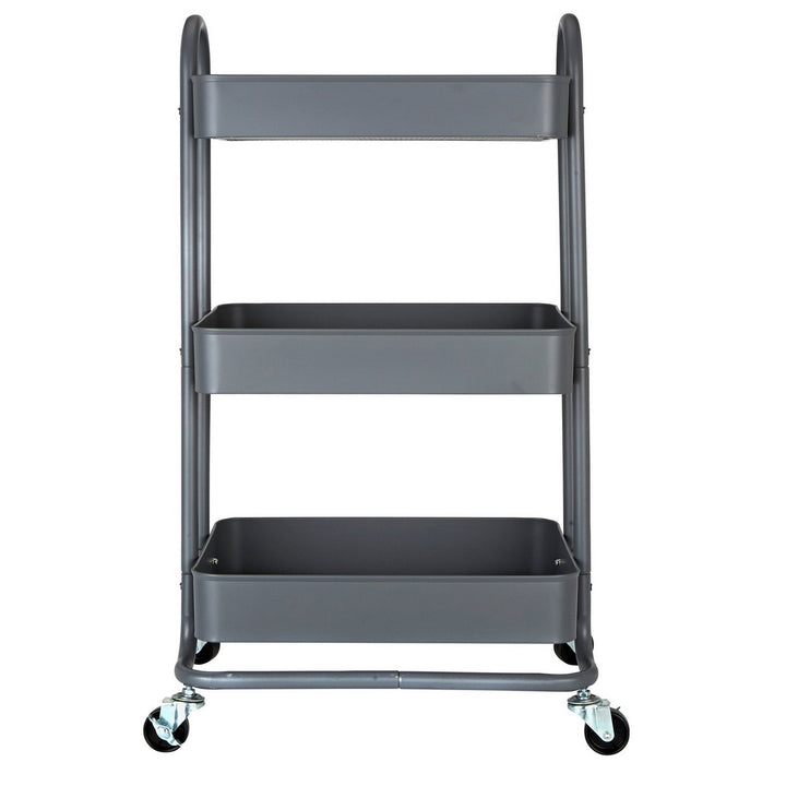 Home 3 Tier Metal Trolley - Grey