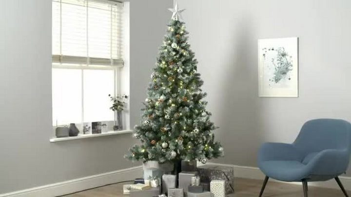 Habitat 7ft Pre lit Blue Oscar Pine Cone Christmas Tree - Green