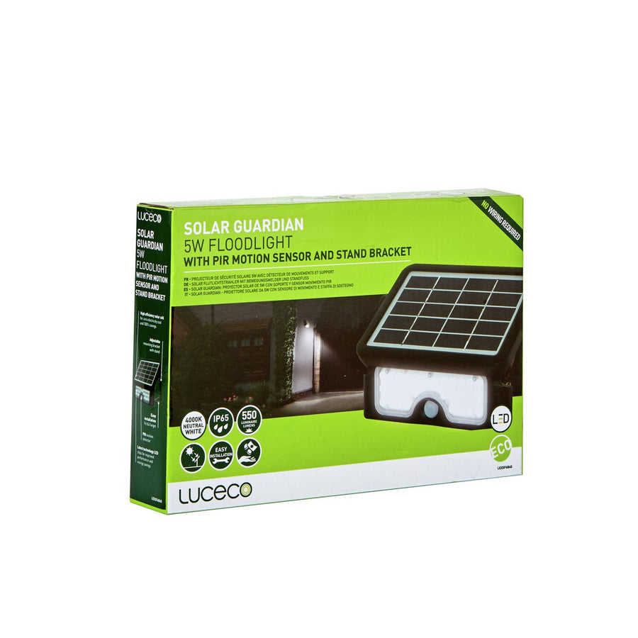 Luceco 5W Solar PIR Outdoor Floodlight