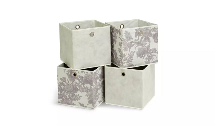 Habitat Set of 4 Squares Boxes - Grey & Floral