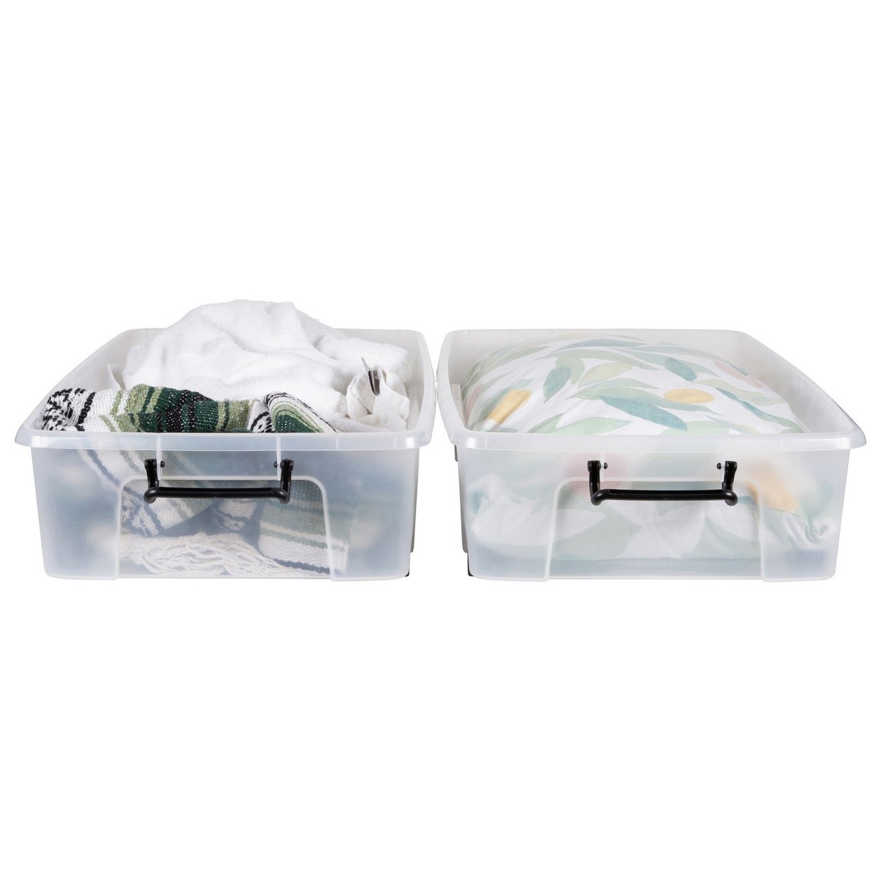 Strata 2 X 35L Wheeled Underbed Storage Boxes - Clear (No Lids)