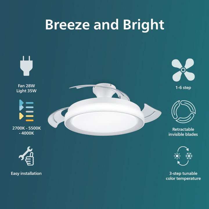 Philips Bliss Remote Control Metal LED Ceiling Fan - White