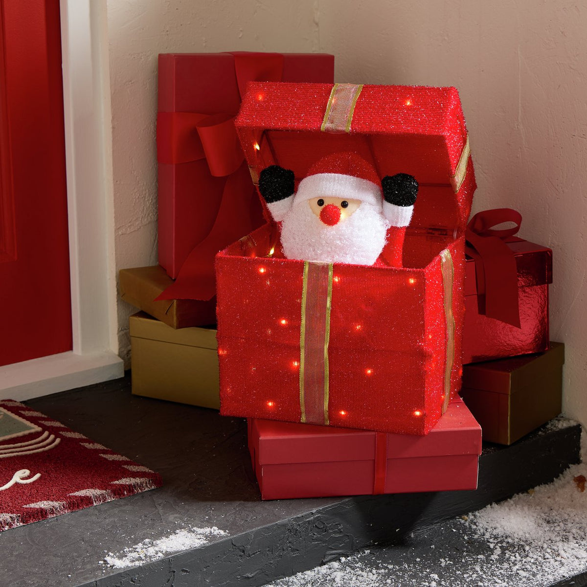 Home Animated Light Up Santa Gift Box