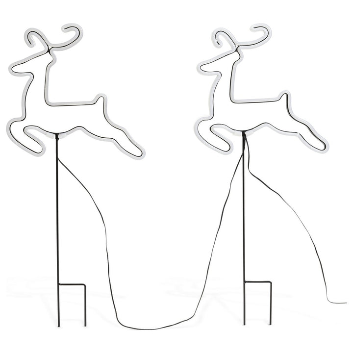Habitat 2 Pack Neon Effect Reindeer Christmas Stake Lights Decoration