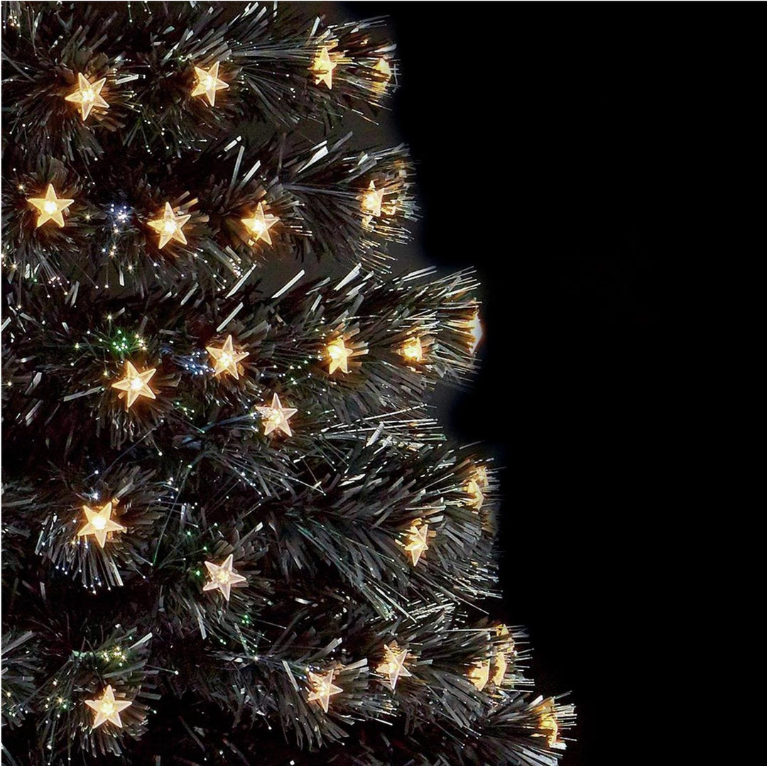 Premier Decorations 5ft Christmas Tree With Pre Lit White Star Lights - Black