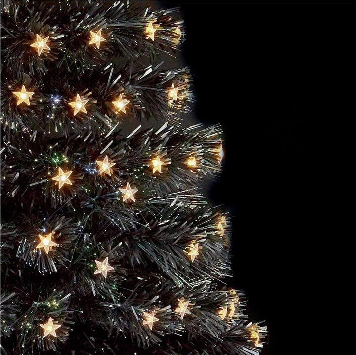 Premier Decorations 5ft Christmas Tree With Pre Lit White Star Lights - Black