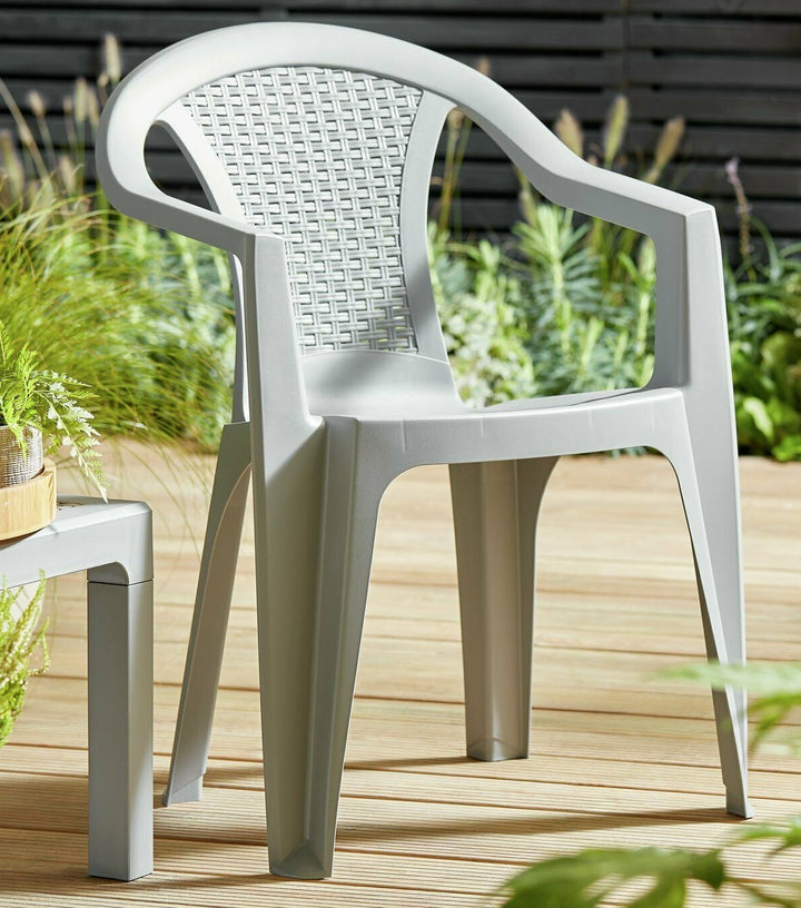 Home Rattan Effect Stacking Chair - Grey