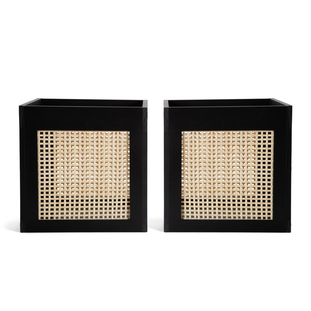 Habitat Set of 2 Rattan Squares Boxes - Black