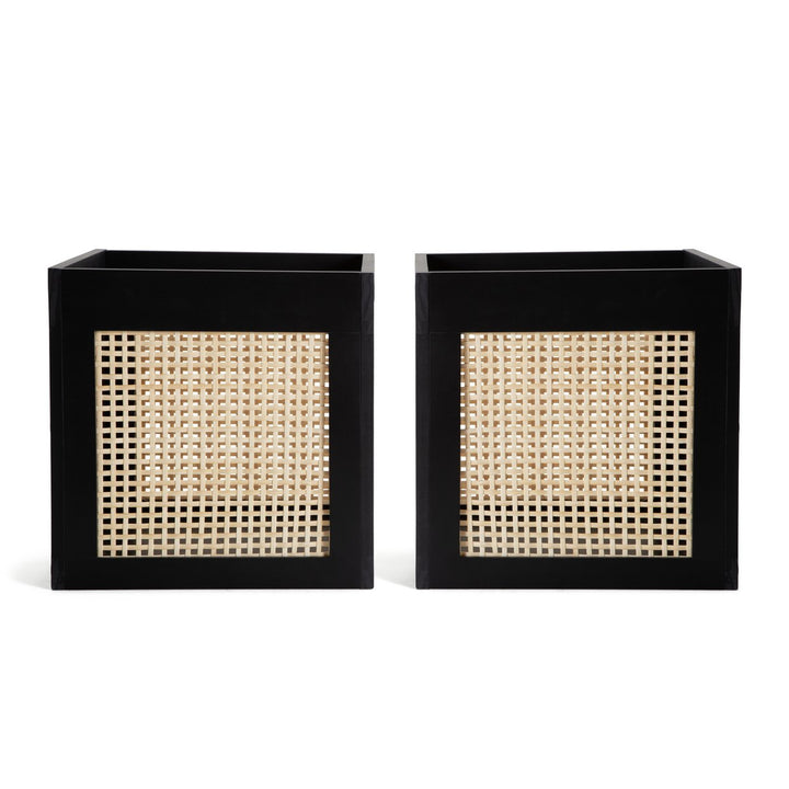 Habitat Set of 2 Rattan Squares Boxes - Black