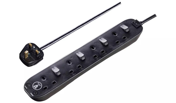 1m Surge Switched Protected Extension Lead - Black