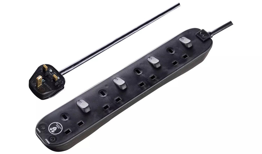 1m Surge Switched Protected Extension Lead - Black