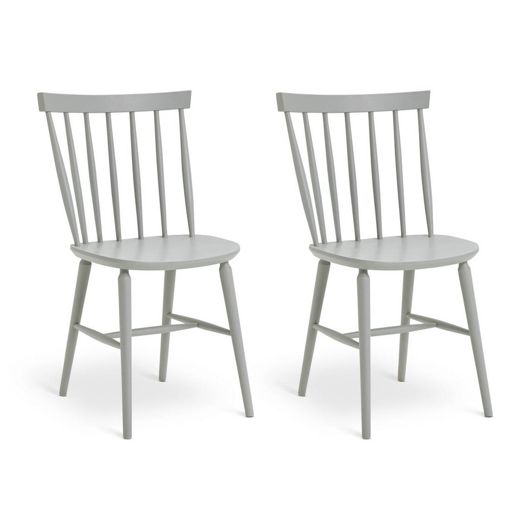 Habitat Talia Pair of Solid Wood Dining Chairs - Grey
