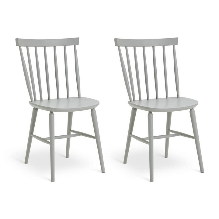 Habitat Talia Pair of Solid Wood Dining Chairs - Grey