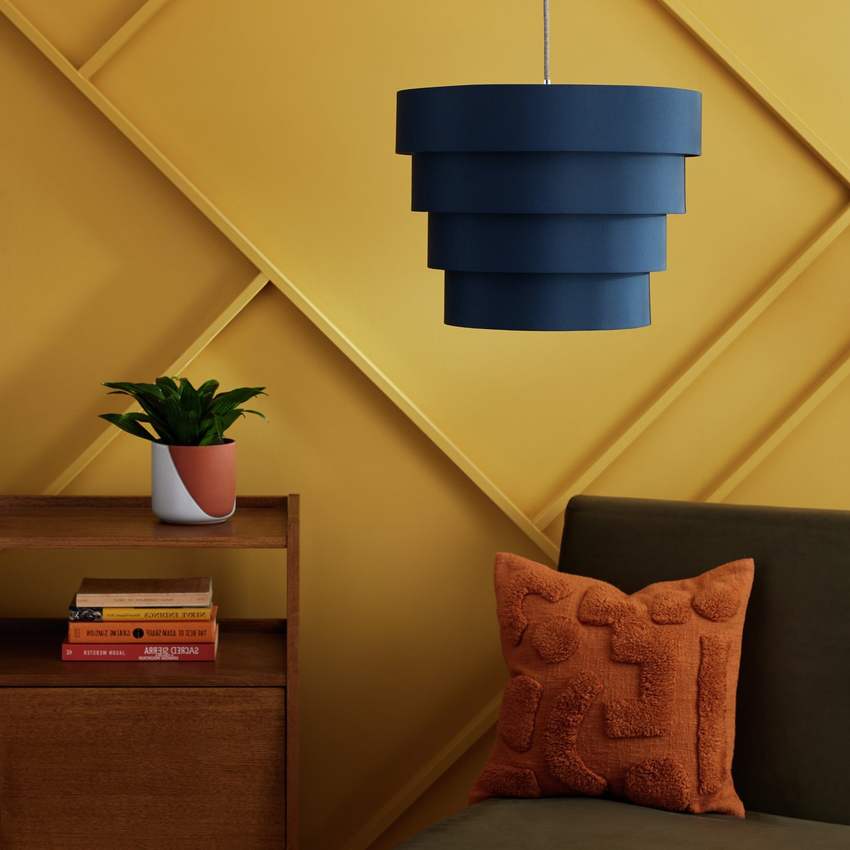 Home Navy Stacked 4 Tier Easy Fit Lampshade - 45cm