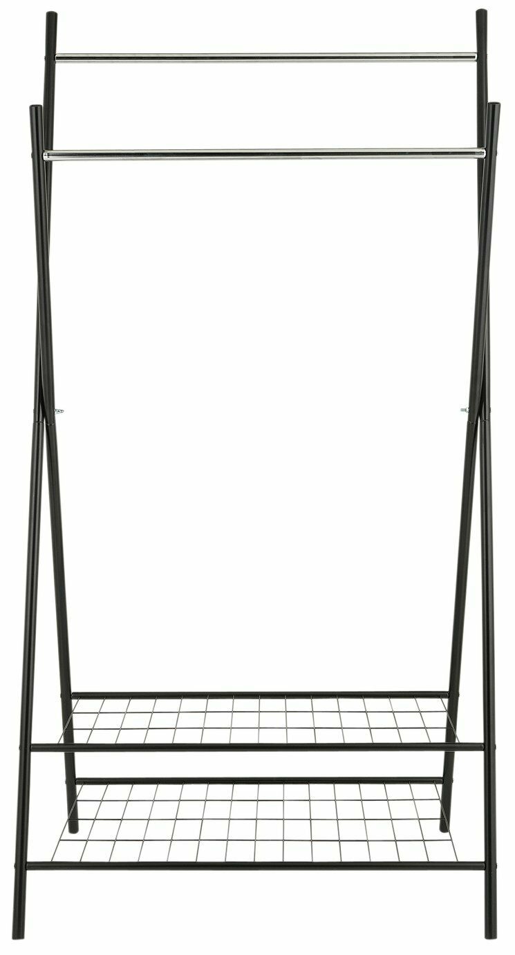 Home X-Frame Clothes Rail With Shelves - Black