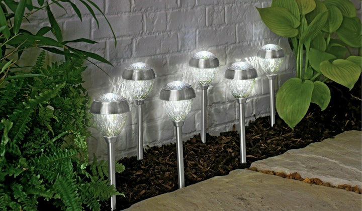 Home Set Of 6 Stainless Steel Crown Twin Solar Lights