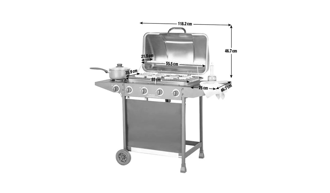 Home 4 Burner with Side Burner Gas BBQ