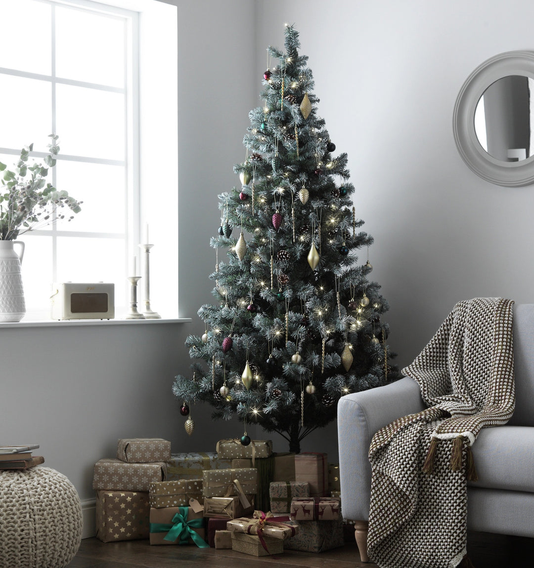 Habitat 7ft Pre lit Blue Oscar Pine Cone Christmas Tree - Green