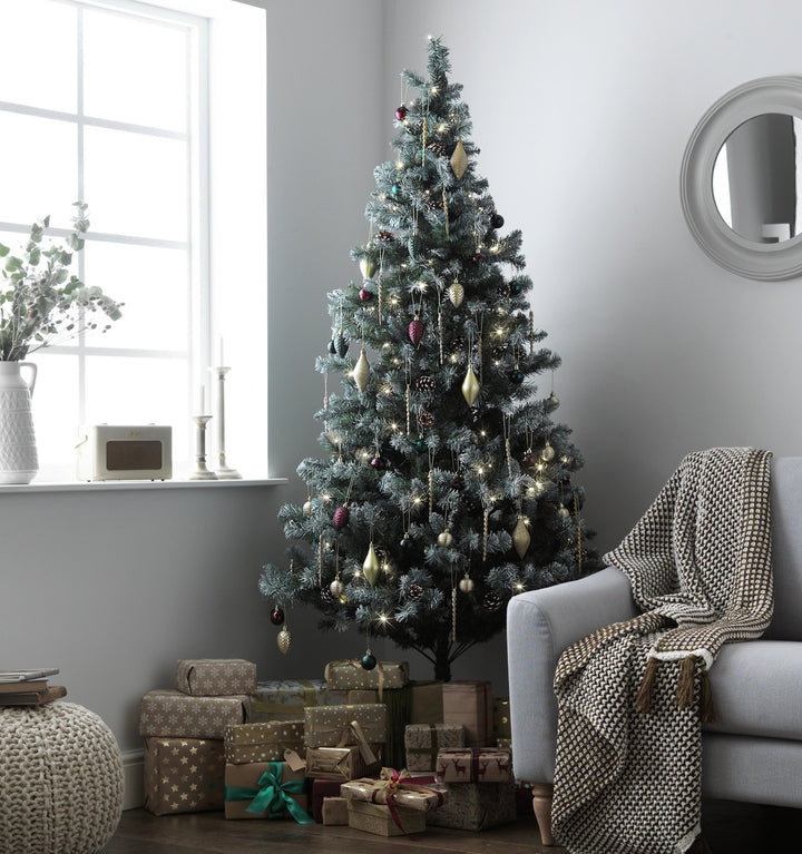 Habitat 7ft Pre lit Blue Oscar Pine Cone Christmas Tree - Green