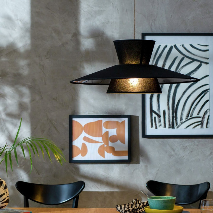 Habitat Otto Black Raffia Easy Fit 2 Tier Lampshade - 70cm