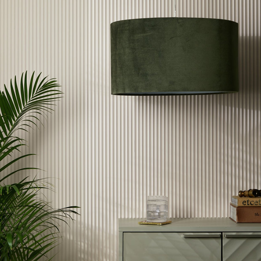 Habitat Green Velvet Easy Fit Drum Lampshade - 49cm
