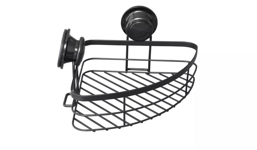 Home Suction Cup Wire Corner Shower Basket – Black