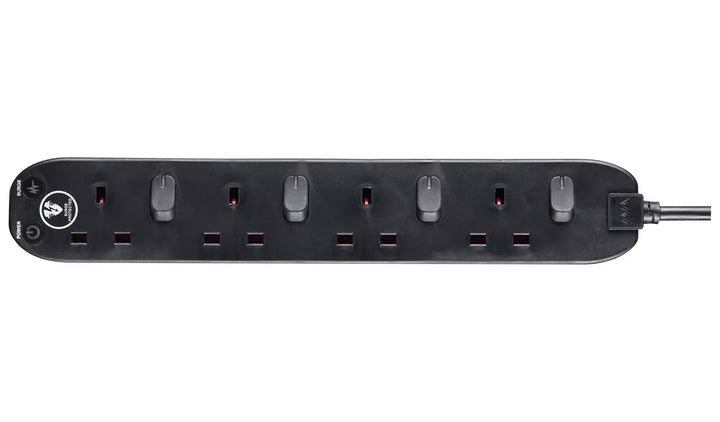 1m Surge Switched Protected Extension Lead - Black
