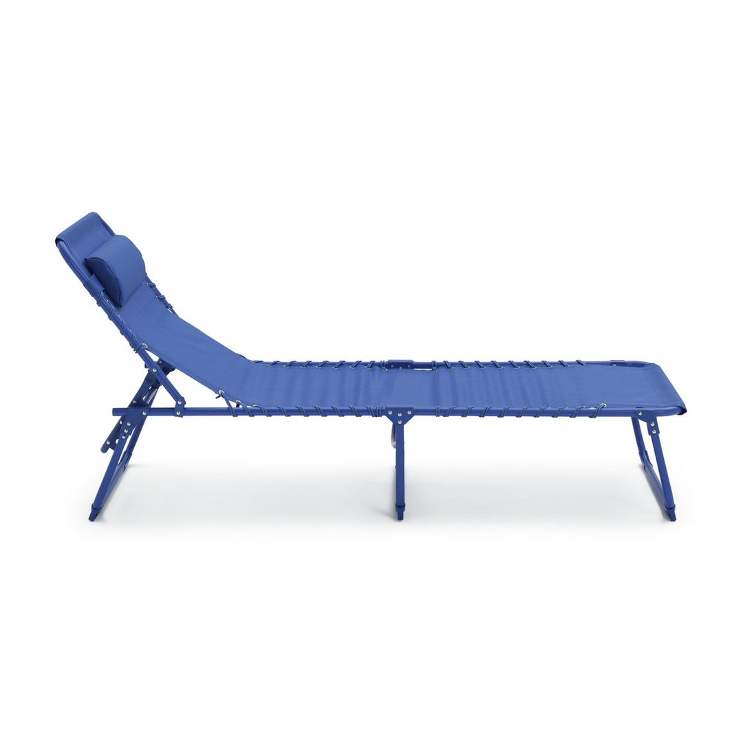 Home Set of 2 Folding Metal Sun Loungers - Blue
