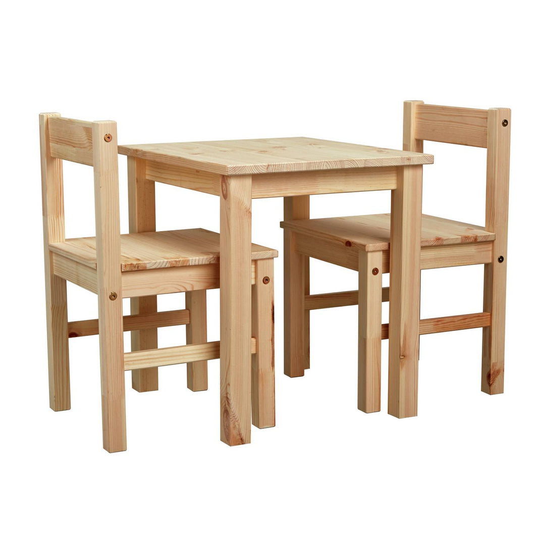 Home Kids Scandinavia Solid Wood Table & 2 Chairs-Pine