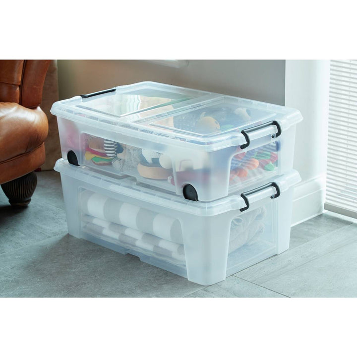 Strata 2 X 35L Wheeled Underbed Storage Boxes - Clear