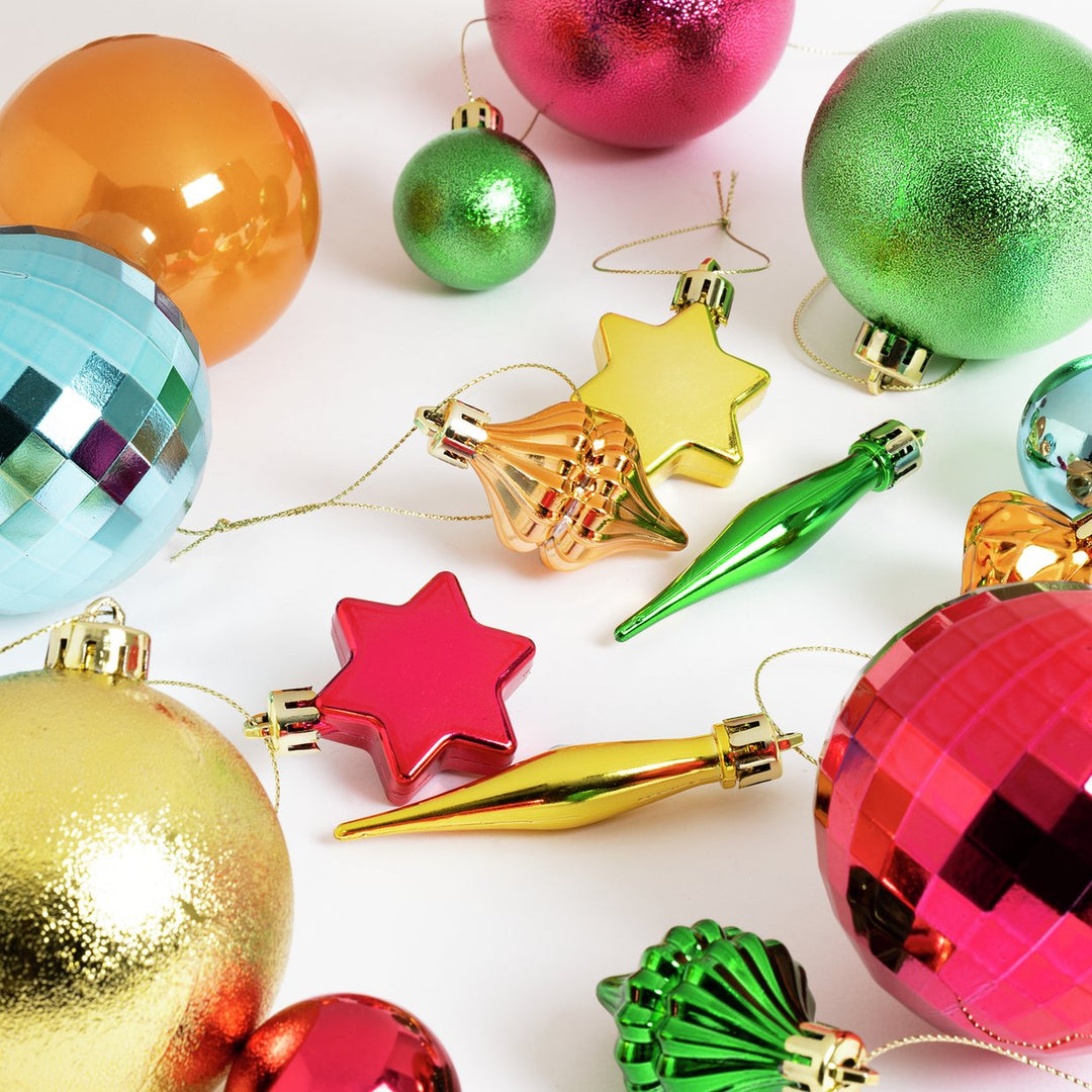 Home Pack Of 49 Christmas Tree Baubles Decoration - Multicoloured