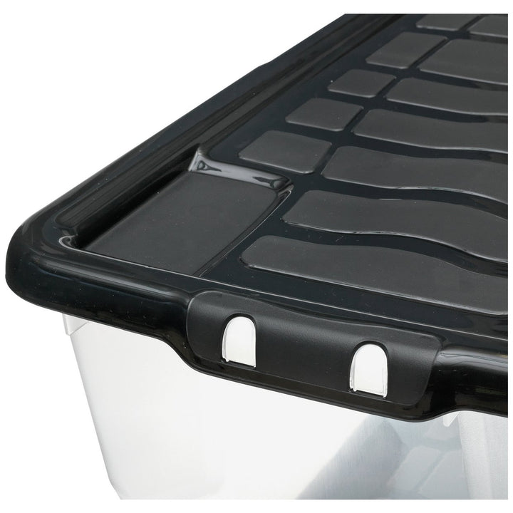 Strata Curve 2 x 80L Plastic Storage Boxes with Lid - Clear - Set of 2