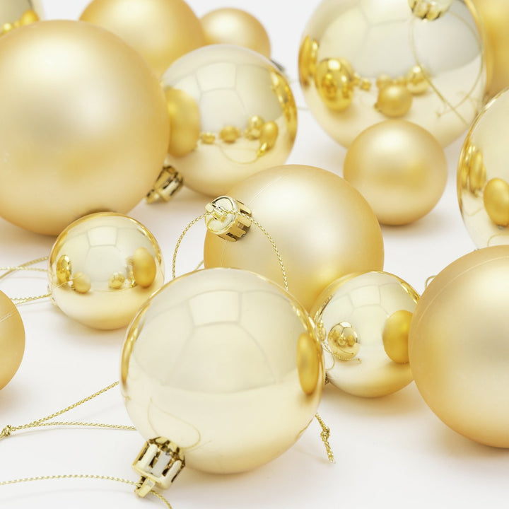 Home Pack Of 49 Shatterproof Christmas Tree Baubles Decoration - Gold