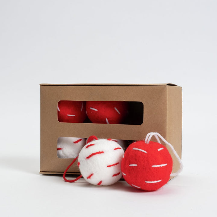 Habitat Pack of 6 Pattern Christmas Tree Baubles Decoration - Red & White