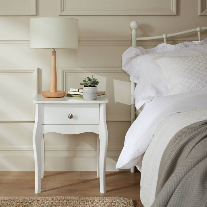 Home Amelie 1 Drawer Bedside Table - White