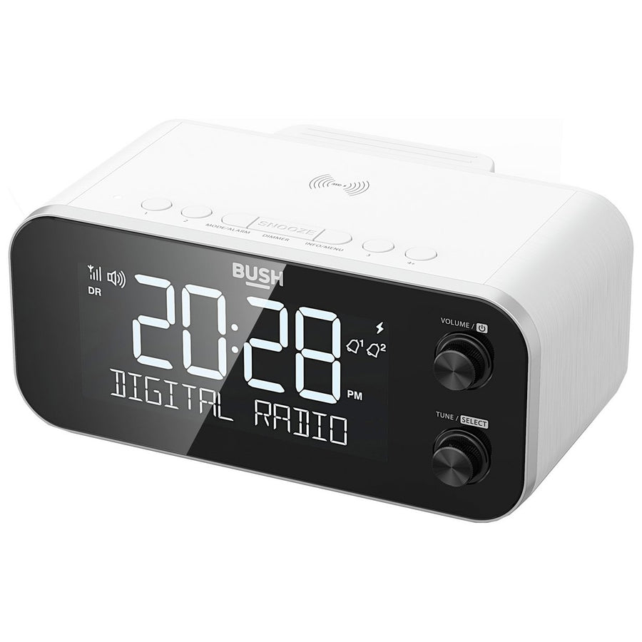 Bush DAB+ Clock Radio With Wireless Charging Dock - White