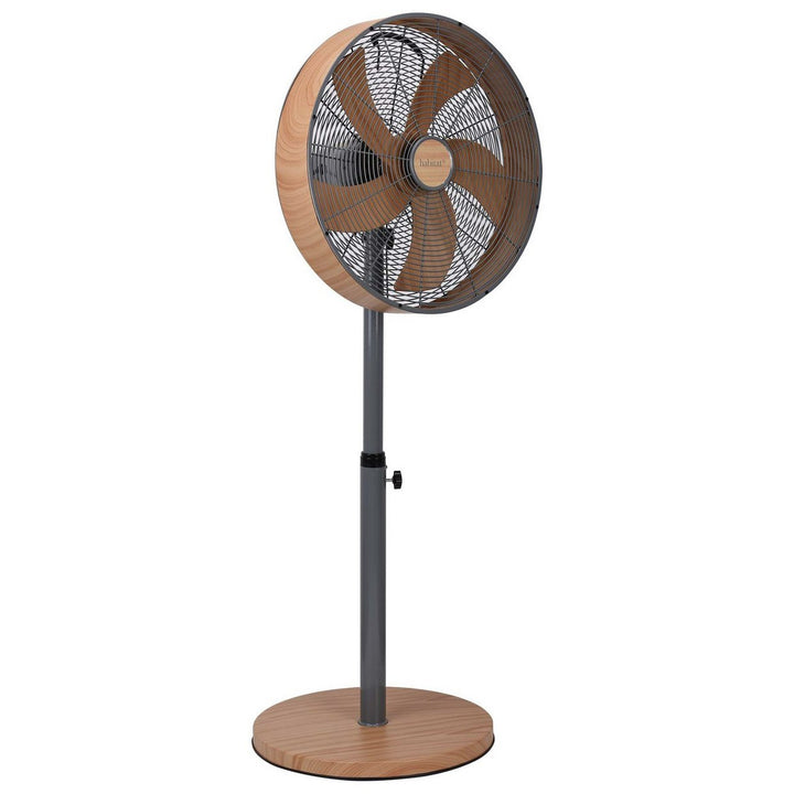 Habitat Grey & Wooden Pedestal Fan - 16 Inch