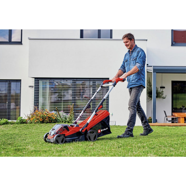 Einhell 36V 34cm Cordless Rotary Lawnmower Garden Push Mower No Battery Charger Used