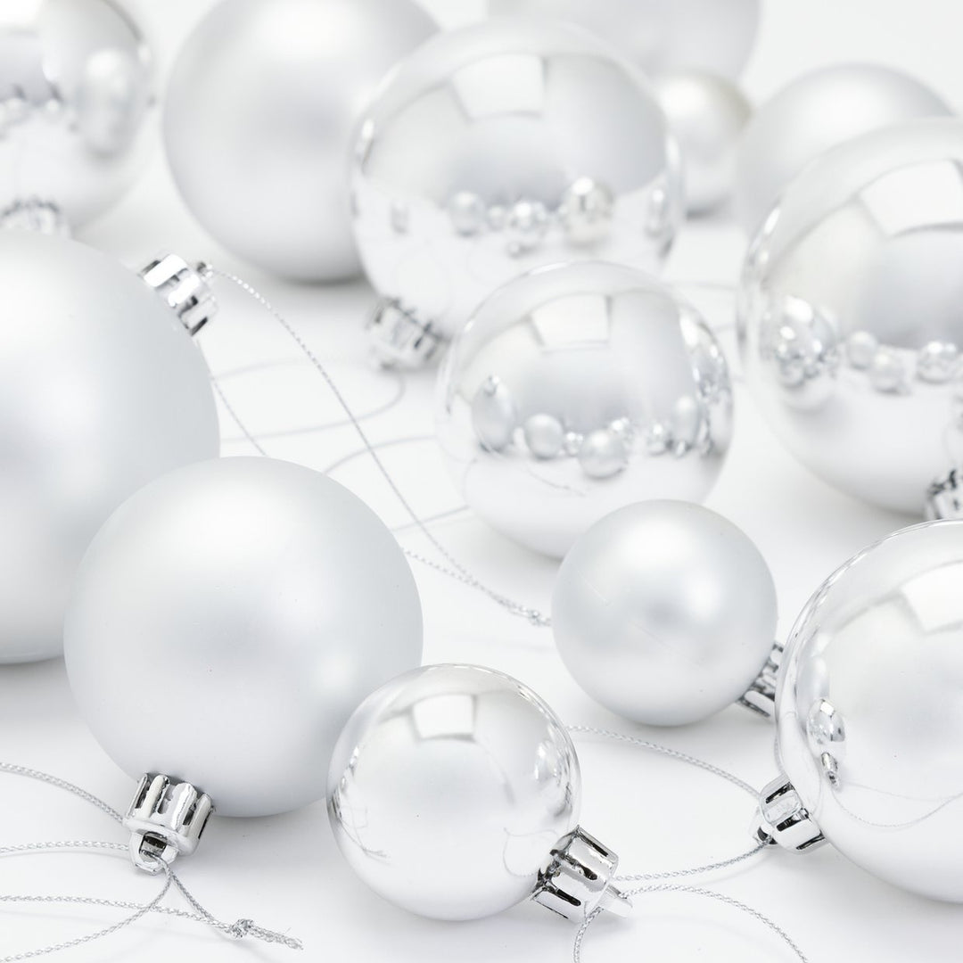 Home Pack Of 49 Christmas Tree Baubles Decoration - Silver