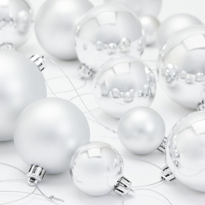 Home Pack Of 49 Christmas Tree Baubles Decoration - Silver